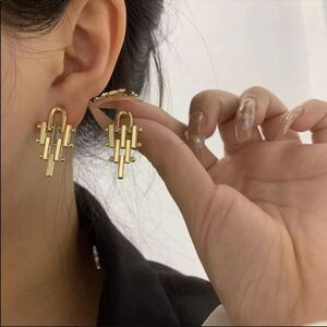 Retro Geometric Gold Plated Earrings